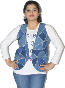 Lolaski Sleeveless Striped Women's, Girl's Denim Jacket